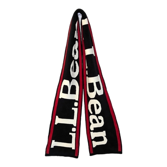 L.L. Bean Buffalo Plaid Logo Print Reversible Winter Scarf Red/Black/White - Picture 1 of 8